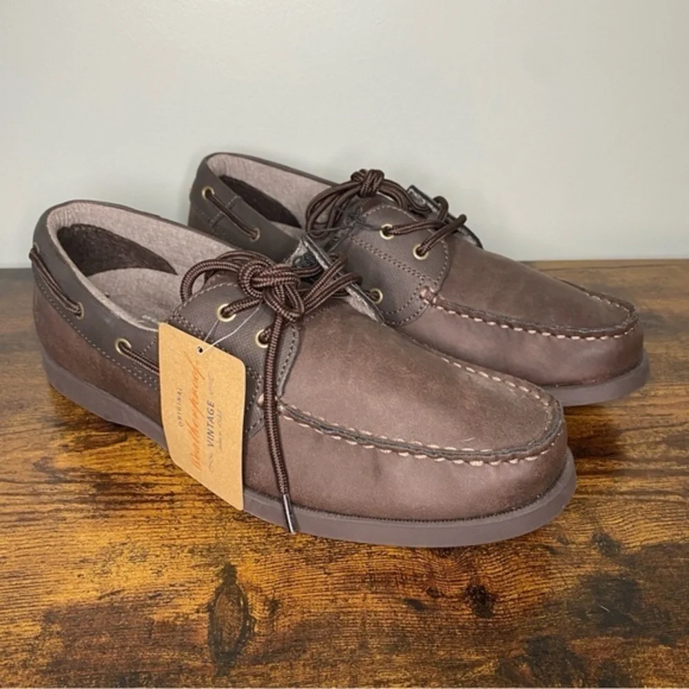 Weatherproof Vintage Men's Benny Boat Shoes‎ Dark Brown 11M New
